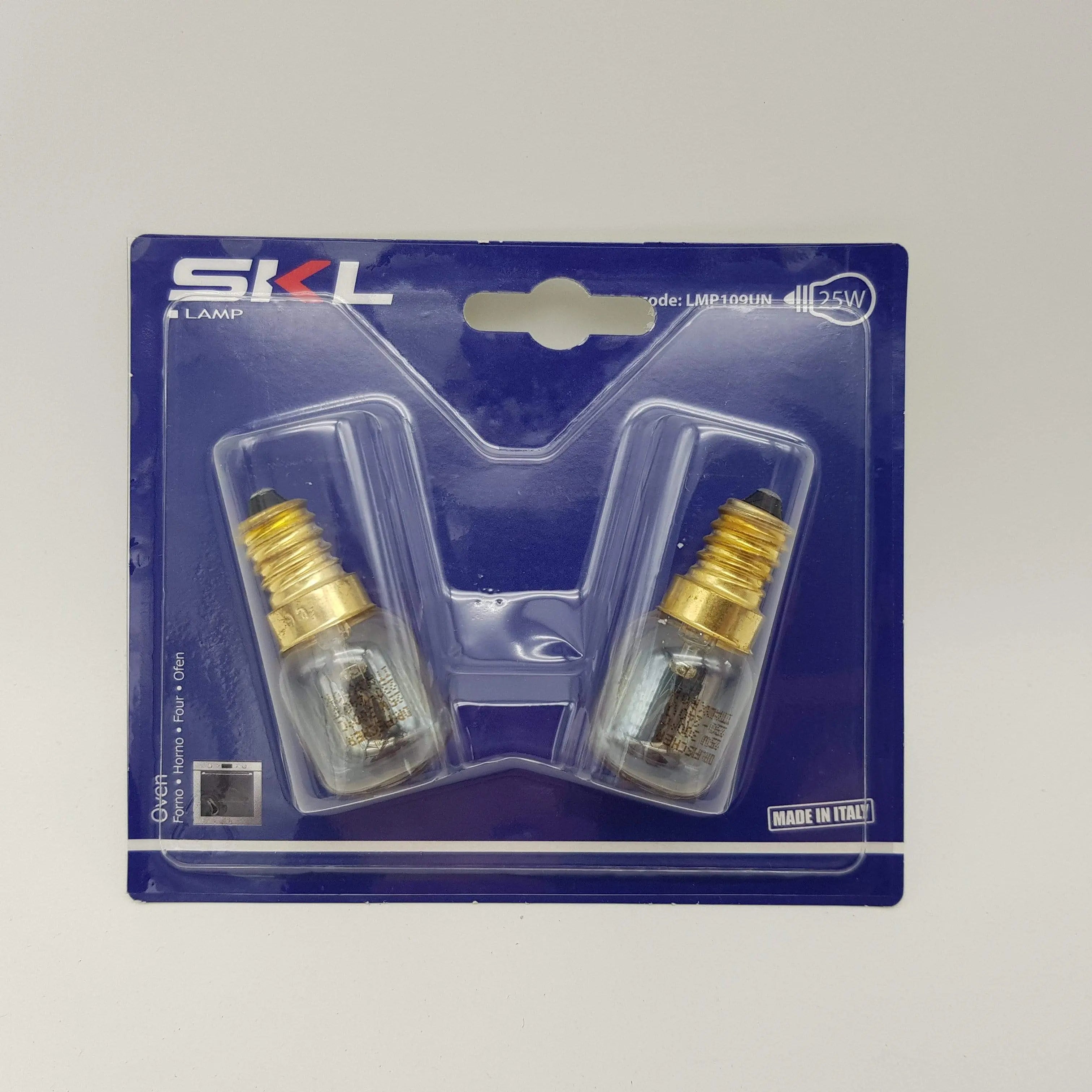 Blister 2 lampadine piccole pera per forno 300°c E14 25w SKL SKL