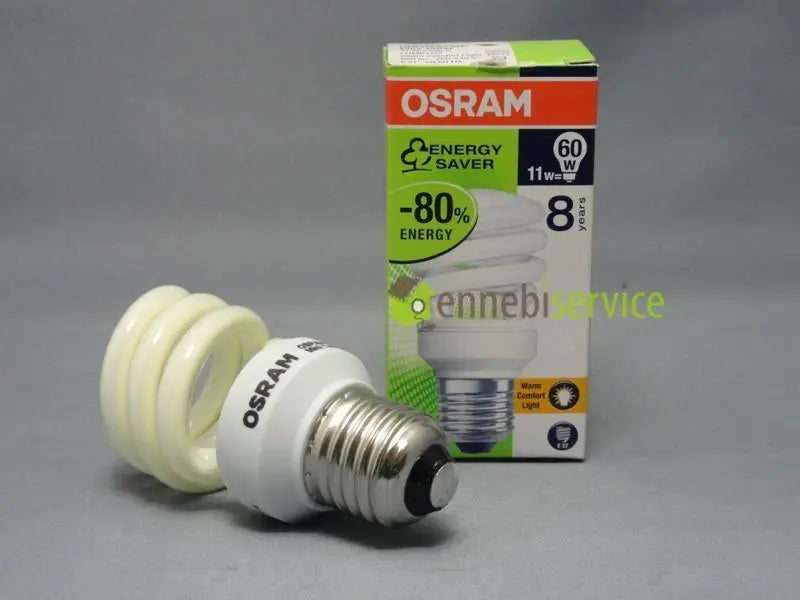 lampada risparmio elica luce calda e27 11w OSRAM
