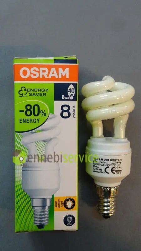 lampada risparmio spirale luce calda e14 8w OSRAM